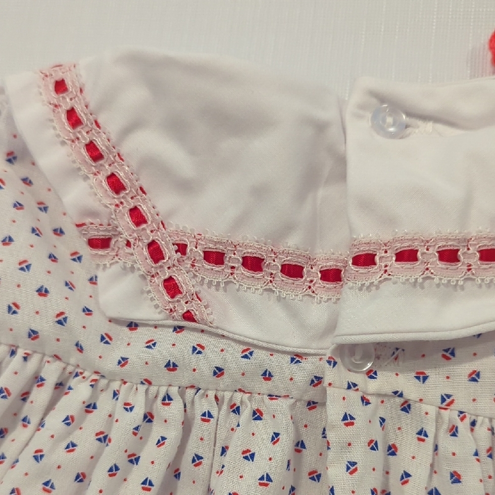 Vintage Carter's Nautical Dress with Red Bow and Sailboat Pattern size‎ 12-18M - Picture 5 of 10